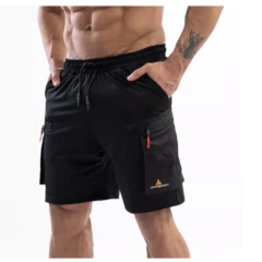 Remera Deportiva Negra Rehodry Hombre + Short Cargo C/Bolsillos Shcargo