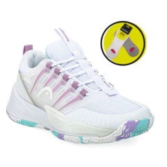 Zapatillas Básquet Head Mujer - Entrenamiento Blanco/Lila + MEDIAS