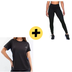 Remera Mujer DRY FIT - REDADRY Negro + Calza Negra CAMUR