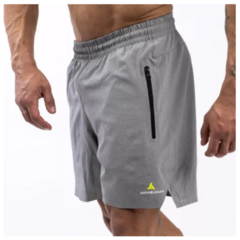 Imagen de Remera Deportiva Negra Rehodry Hombre + Short Microfibra Shmicro Gris