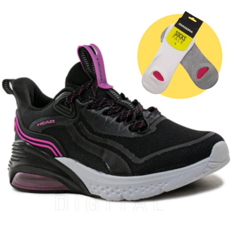 Zapatillas Mujer Head Negro/Fucsia - Shanghai Head + Medias