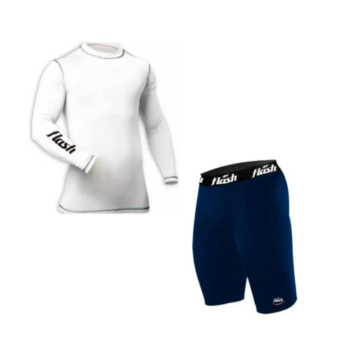Combo Termico! Remeratermica Flash Adulto Bl + Calza Corta Az - comprar online