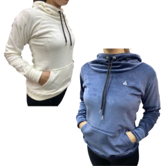 Combo dama! 2 Buzos Mujer Plush Con Capucha Crudo y azul - comprar online