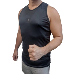 Musculosa Deportiva Banda Ancha Elite Hombre Negro - Muscuproye2