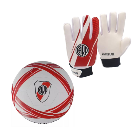 Combo Futbol River Pelota Nro.5 + Guantes