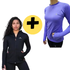 Combo Dama! Campera Negra + Remera Trmica