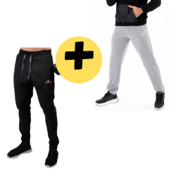 Combo deportivo!! Pantalon Negro Microfibra +pantalon Algodn gris