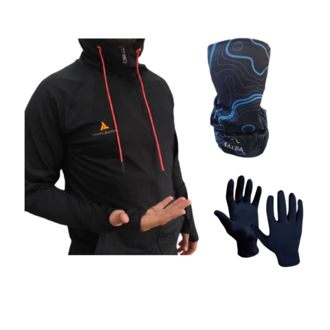 Campera Deportiva Hombre + Guante Trmico + Cuello Salpa Map