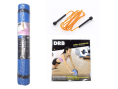 Combo gym!! mat de yoga + soga +rueda abdominal
