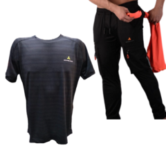 Combo run!! remera deportiva +pantalón chupín bolsillos