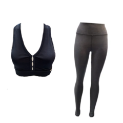 Conjunto deportivo mujer!! top transparencia+calza tiro alto