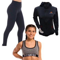 Combo gym mujer! campera+calza tiro alto+top deportivo gs