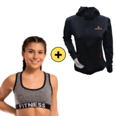Combo gym mujer! campera capucha+top deportivo