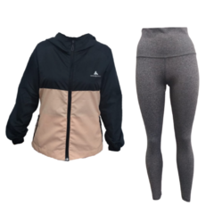 Combo gym mujer!!calza+campera deportiva rompe vientos