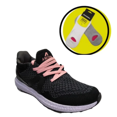 Zapatillas Mujer A Nation Mantras Ng/ro +medias gratis!!