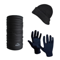 Combo Invierno! Cuello Multiuso Black + Gorro de Lana + Guantes
