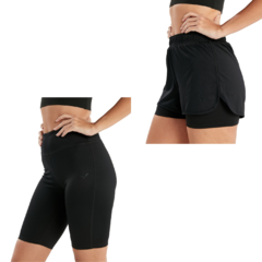 Combo Deportivo Mujer! Calza Biker Reves + Short Con Calza