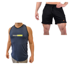 Conjunto! Musculosa Hombre Az+ Short Lycra NG Bolsillos