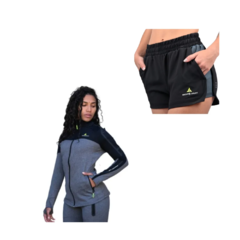 Conjunto! Campera Mujer Combinada + Short Microfibra Mujer