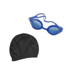 Combo Natación Niño! Gorra Lycra Ng + Antiparra Azul