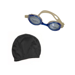 COMBO NATACION ADULTO! Gorra Lycra Negra + Lente Hydro Azul