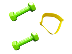 Combo gym! tiraband (int.baja) +2 mancuernas (1kg c/u)