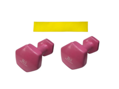 COMBO!! 2 Mancuernas Engomadas 2Kg + Tiraband Baja Intensidad
