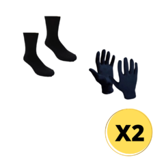 COMBO TERMICO! Medias Termicas Primera Piel X2 pares + Guante Térmico X2 pares