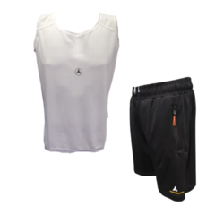 Combo Hombre! Musculosa Deportiva Bl + Bermuda Ng c/bolsillos