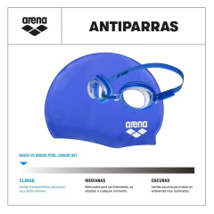 Set Arena Pool Junior Gorra + Antiparras Azul en internet