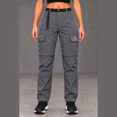 Pantalon Urban Luxury Cargo Microfibra Desmontable Trekking Mujer Gris