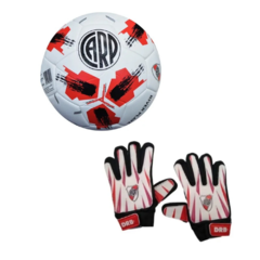 Combo Futbol Oficial DRB Pelota River Nro 5 + Guantes De Arquero
