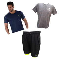 Combo! Short Ng con calza + 2 Remeras Dry Fit (azul y girs)