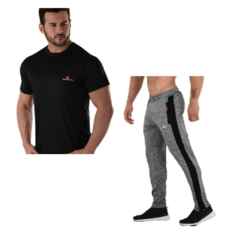 Remera Deportiva Hombre Ng + Pantalón Chupín Gris