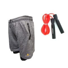 Combo fitnes! short con calza g+ soga everlast c/rulemanes