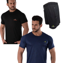 Combo corto! 2 remeras dry fit+short bolsillos