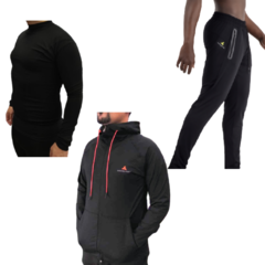 Combo X3! Pantalon Bolsillos Eng+campera Ng+camiseta Termica