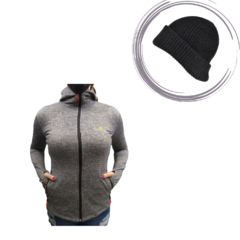 Campera Deportiva Mujer Capucha + Gorro Lana Abrigado