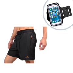 Short Microfibra Hombre Deportivo Urbano + Brazalete Running