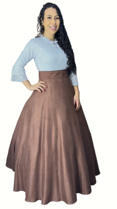 Saia de Prenda em Suede Lisa - Marrom - Rincão Gaúcho RS