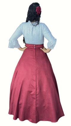 Saia de Prenda em Suede Lisa - Bordo - loja online