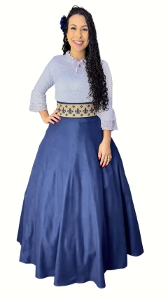 Saia de Prenda em Suede Lisa - Azul Marinho - comprar online