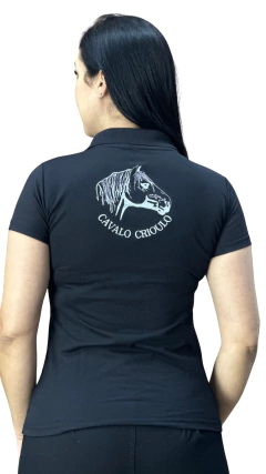 Imagem do Camiseta Polo Feminina Cavalo Crioulo - Preto