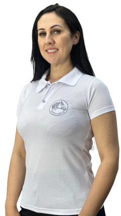 Camiseta Polo Feminina Cavalo Crioulo - Plus Size - Branco - loja online