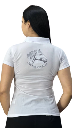 Imagem do Camiseta Polo Feminina Cavalo Crioulo - Branca