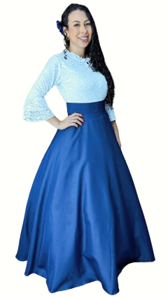 Saia de Prenda Feminina Oxford Lisa- Azul Marinho - Rincão Gaúcho RS