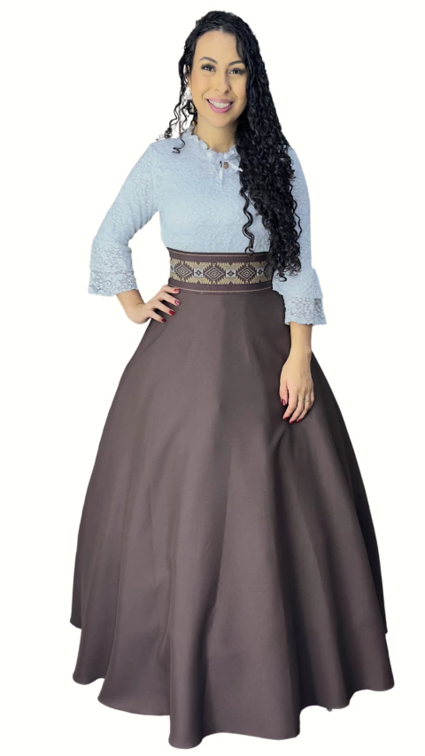 Saia de Prenda Feminina Oxford Lisa - Marrom Tradicional - comprar online