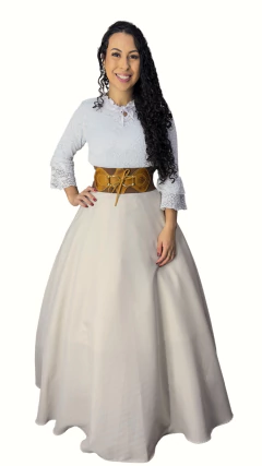 Saia de Prenda Feminina Oxford Lisa - Bege Clara - comprar online