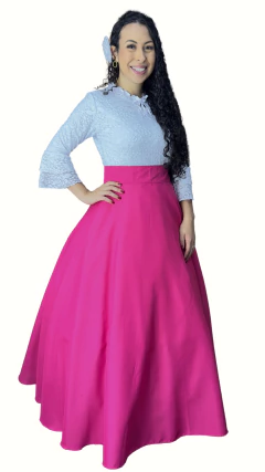 Saia de Prenda Feminina Oxford Lisa - Rosa Pink - Rincão Gaúcho RS