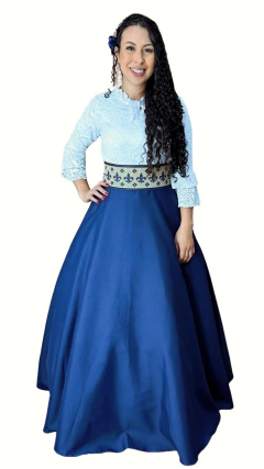 Saia de Prenda Feminina Oxford Lisa- Azul Marinho - comprar online